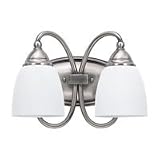 Sea Gull Lighting 44105-965 Monteclaire Collection Two-Light Vanity, Antique Brushed Nickel Finish with Etched White Alabaster Glass