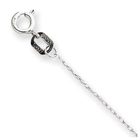 14K White Gold Carded Cable Rope Chain Necklace - 16 Inch - 0.5mm - Spring Ring