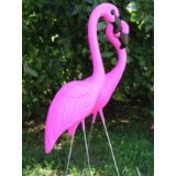 Set of 2 Pink Flamingo Novelty Yard Lawn Art Garden Ornaments
