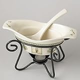 Pfaltzgraff Naturewood Gravy Server W/carrier & Tea Light