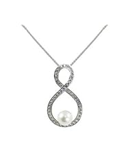 14k white gold 8-8.5mm freshwater cultured pearl and diamond (.82ctw) pendant, 18"