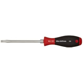 Wiha 30817 Slotted Screwdriver, Heavy Duty with SoftFinish Cushion Grip Handle, 6.5 x 125mm