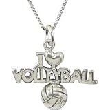 Gem Sports I Love Volleyball Necklace