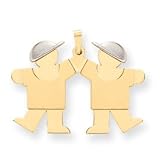 14k Two-Tone Large Double Boys Engraveable Charm