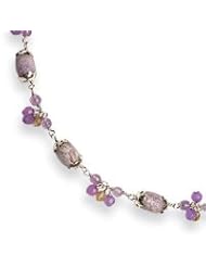 Sterling Silver Amethyst/Agate/Rutilated & Charoil Qtz Necklace QH2095-16"