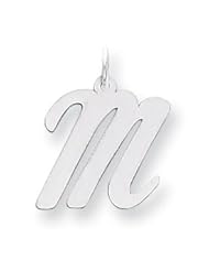 14k Gold White Gold Large Script Initial M Charm