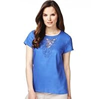 Pure Linen Crochet Trim T-Shirt