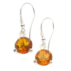 Faceted Round Golden Amber Earrings by 