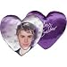 Justin Bieber Purple Heart Shaped Signature Satin Throw Cushion Pillow