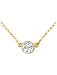 18K Yellow Gold Bezel Set Round Diamond Solitaire Pendant - 1.00 CT. TDW.