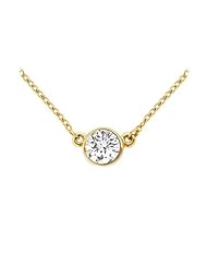 18K Yellow Gold Bezel Set Round Diamond Solitaire Pendant - 1.00 CT. TDW.