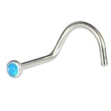 Austrian Crystal Caribbean BLUE OPAL Screw Nose Ring