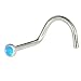 Austrian Crystal Caribbean BLUE OPAL Screw Nose Ring