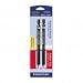 Staedtler Mars Draft Tech Pencil, 4H/3H/2H/H/F/HB/B, 0.3/0.7 mm, Black Barrel, 2 per Pack (925ASBK2)