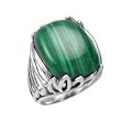 .925 Silver & Malachite Cut-Out Ring, Sizes 6-8