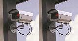 2 Outdoor Dummy Security Cameras w/ LED Lights - Fake CCTV Surveillance Cameras