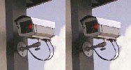 2 Outdoor Dummy Security Cameras w/ LED Lights - Fake CCTV Surveillance Cameras