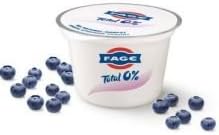 Fage Total 0 Percent Fat Blueberry Greek Yogurt, 5.3 Ounce -- 12 per case.
