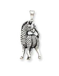 Sterling Silver Antiqued Zebra Pendant QC4102"