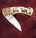 Franklin Mint 10-Point Buck Collectors Folding Knife with 24K Gold Accents