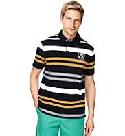 Blue Harbour Pure Cotton Double Striped Polo Shirt