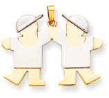 Boy And Boy With Caps Charm, Yellow/White Gold