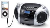 jWIN JXCD573BLK Portable MP3/CD Boombox with AM/FM Radio, Cassette Player and USB/SD/MMC (Black)