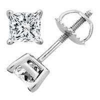 0.75 Carat D/VS1 Princess Certified Diamond Solitaire Stud Earrings in Platinum 0.75 Carat D/VS1 Princess Certified Diamond Solitaire Stud Earrings in Platinum