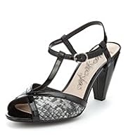 Faux Snakeskin Print High Heel T-Bar Sandals