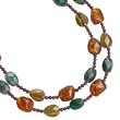 .925 Silver, Garnet, Amber, Green Moss Agate & Tiger's Eye 2-Strand Necklace- 18+2"
