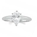 0.50 Carat Certified Pear Cut Diamond 14K White Gold Bridal Engagement Ring D VVS2