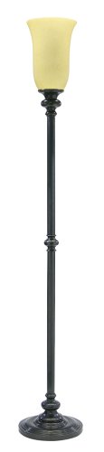 House of Troy N600-OB Newport Collection 74-3/4-Inch Portable Torchiere, Oil Rubbed Bronze with Amber Glass Shade On Sale