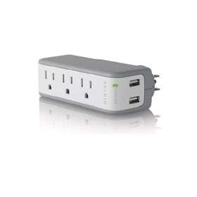 Belkin Mini Surge 3OUT Wall Mount 75K  918J with USB Charger