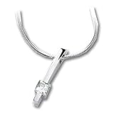 14K White Gold Created Moissanite Pendant Slide w/18 Round Snake Chain