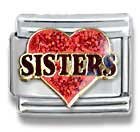 Clearly Charming Sisters in Red Heart Italian Charm 18k Gold and Glitter Enamel Love Theme by Casa D'Oro