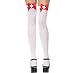 WHITE Thigh Highs w/ RED Bows & White Cross Adult Halloween Outfit - One Size Fits Most Women