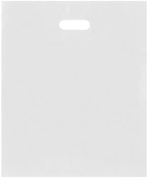 Count of 250 Large Clear Frosted Plastic Merchandise Bag 15" x 18" x 4"