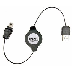 Cables Unlimited Retractable USB 2.0 Mini5 Pin Cable - Black
