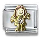 Clearly Charming April Gold Diamond Czech Crystal Little Girl Birthstone Little Girl Italian Charm Bracelet Link