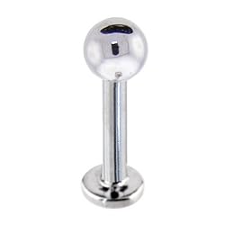 16 Gauge Solid 14KT White Gold Labret - 5/16" 4mm