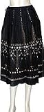 Black Cotton Skirt with Elegant Work S (skt292)