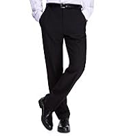 Straight Leg Flat Front Plain Trousers