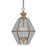 Sea Gull Lighting Grandover Glass , Brass Three-Light Hall/Foyer Pendant - 5117/5117