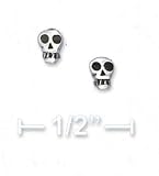 Sterling Silver Mini Skull Post Earrings