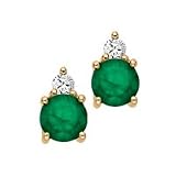 14kt. Gold, Emerald and Diamond Earrings