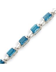 Sterling Silver Rectangular Blue Topaz Bracelet - 7.25 Inch