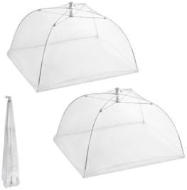 Set of 2 Large Pop-Up Mesh Screen Food Cover Tents - Keep Out Flies, Bugs, Mosquitos - Reusable