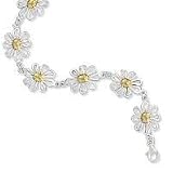 .925 Silver & 14K Flower Bracelet - 7.5 IN