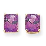 14k 10x8mm Emerald Cut Amethyst earring XE69AM