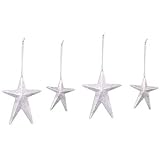 Sunset Vista Rusty Hinge Ornaments, Stars, Set of 4, Silver